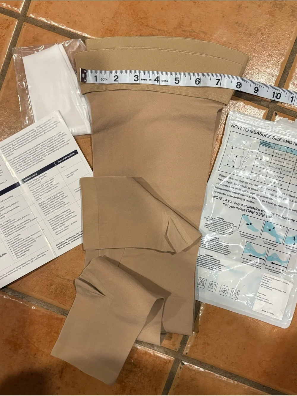 Beige Compression Socks:stocking- - Picture 2 of 3